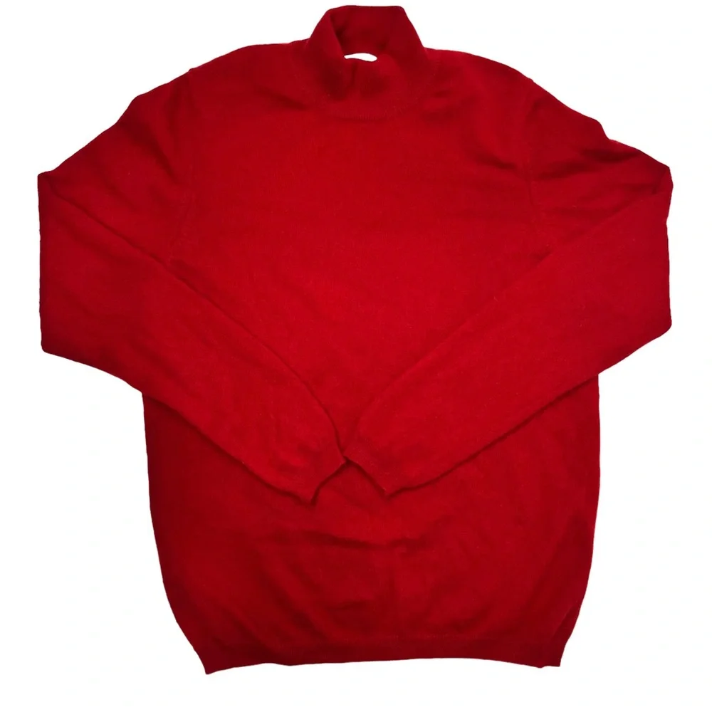 Charter Club 100% Cashmere Red Turtleneck Pullover Sweater Women ‎ Petite Medium